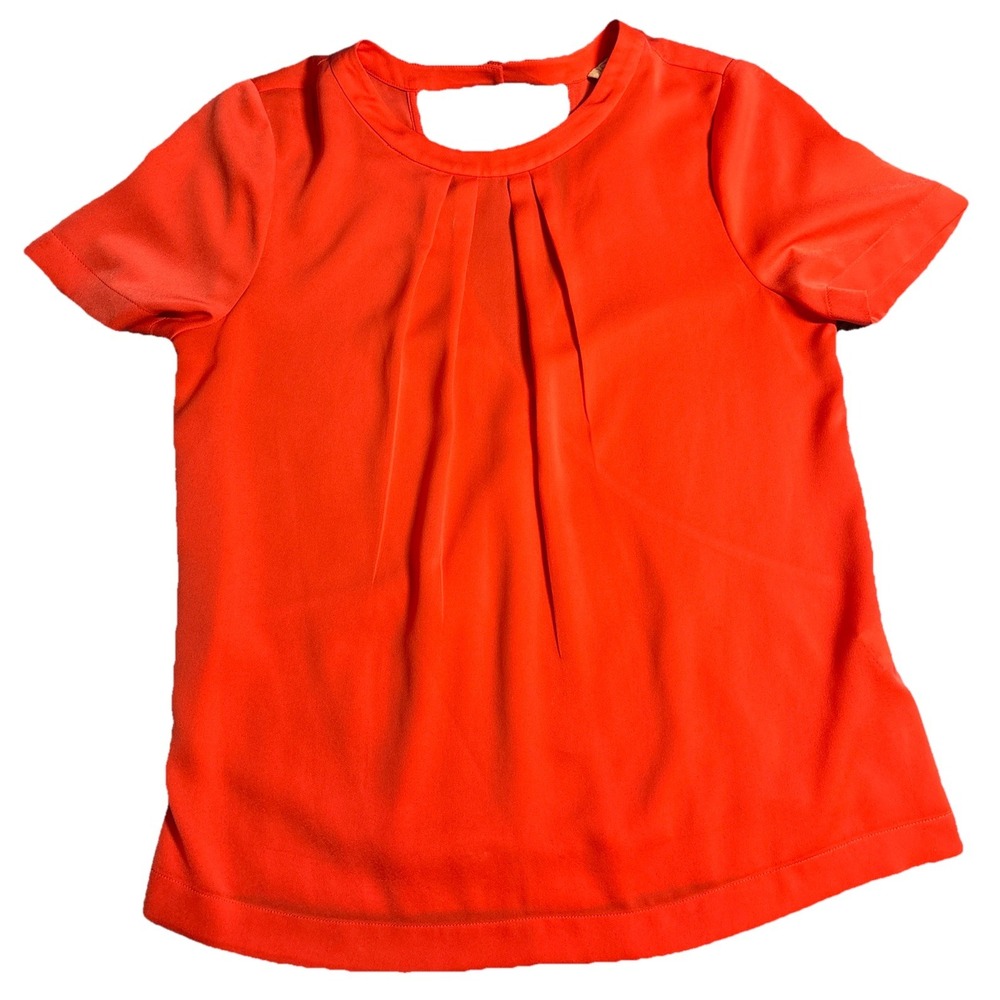J.Crew Blouse Women Coral Excellent Pleated Front Crossover Back Small